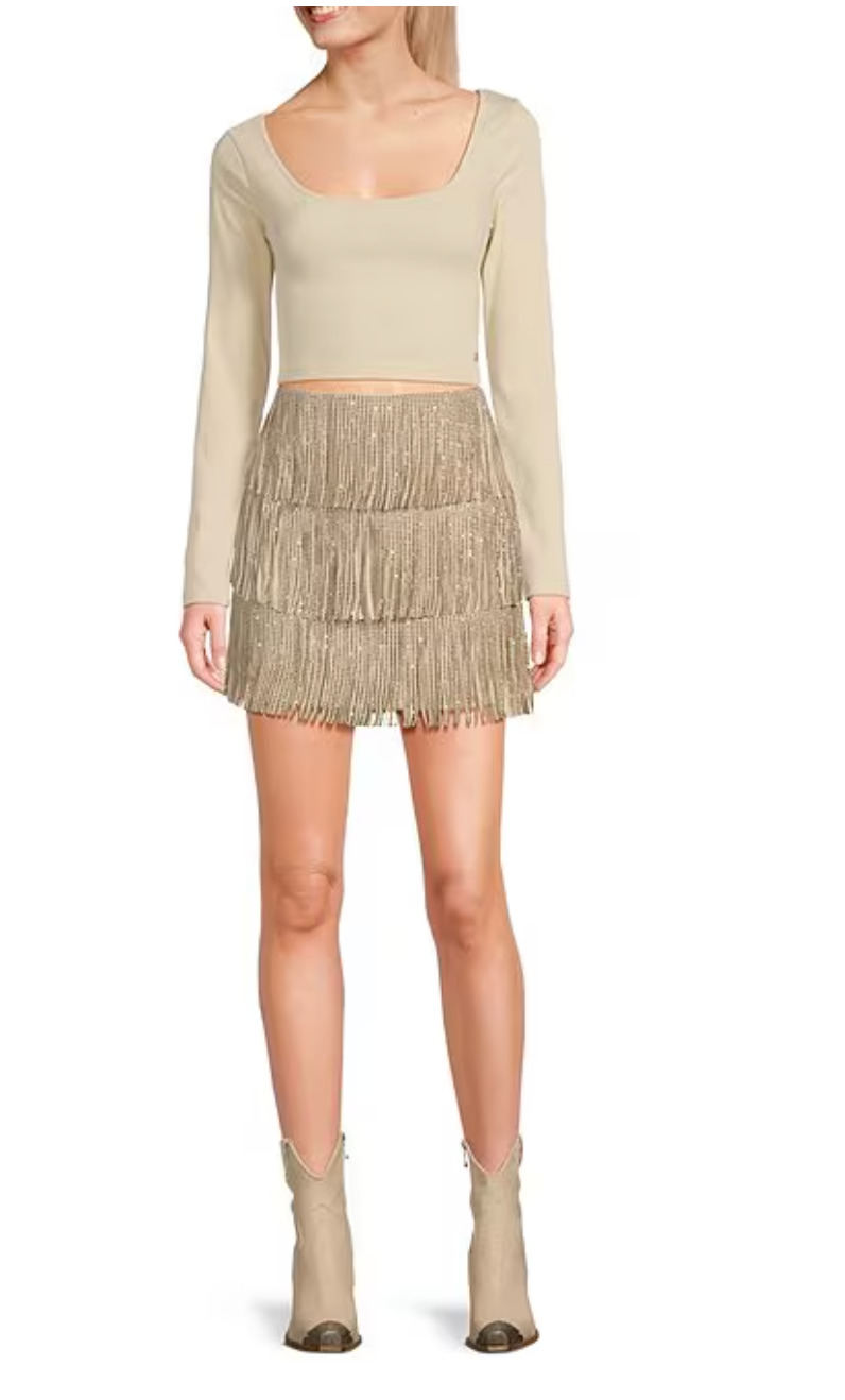 Women's Fringe Rhinestone Skirt image 10