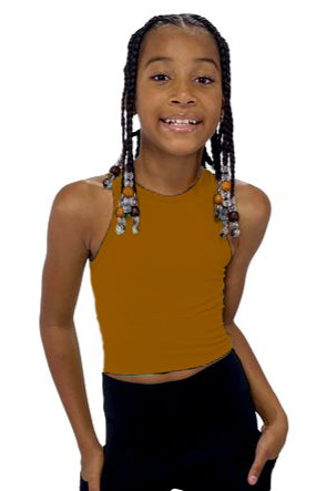 Girls' Chevron Crop Top Slate image 10