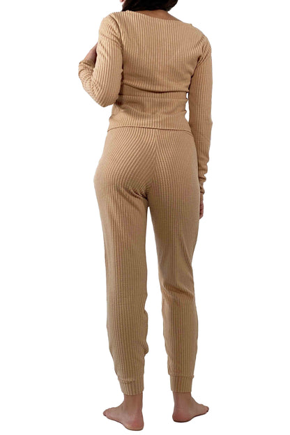 Women's Waffle Fleece Lounge Set (Top + Jogger)