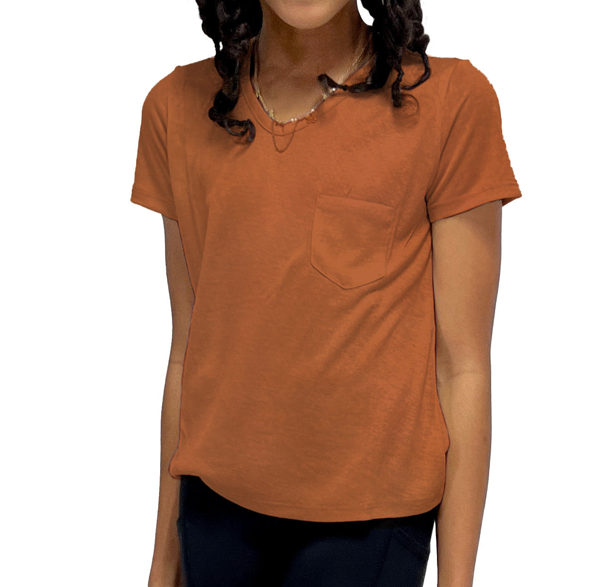 Girls' V-Neck Slouchy Pocket Tee
