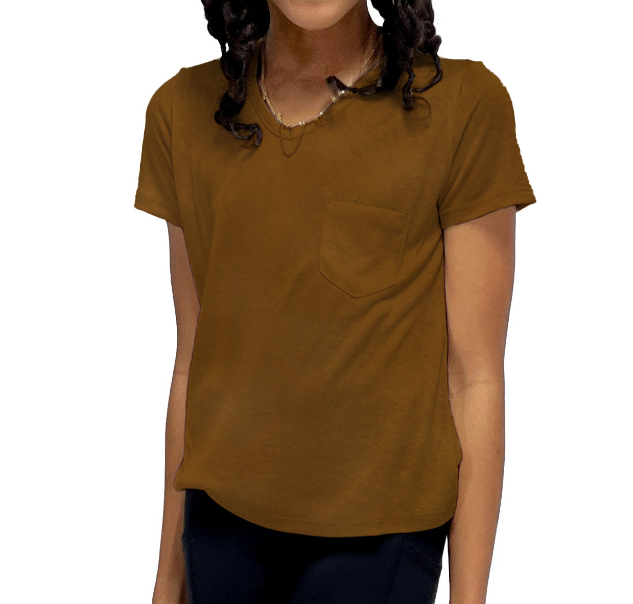 Girls' V-Neck Slouchy Pocket Tee