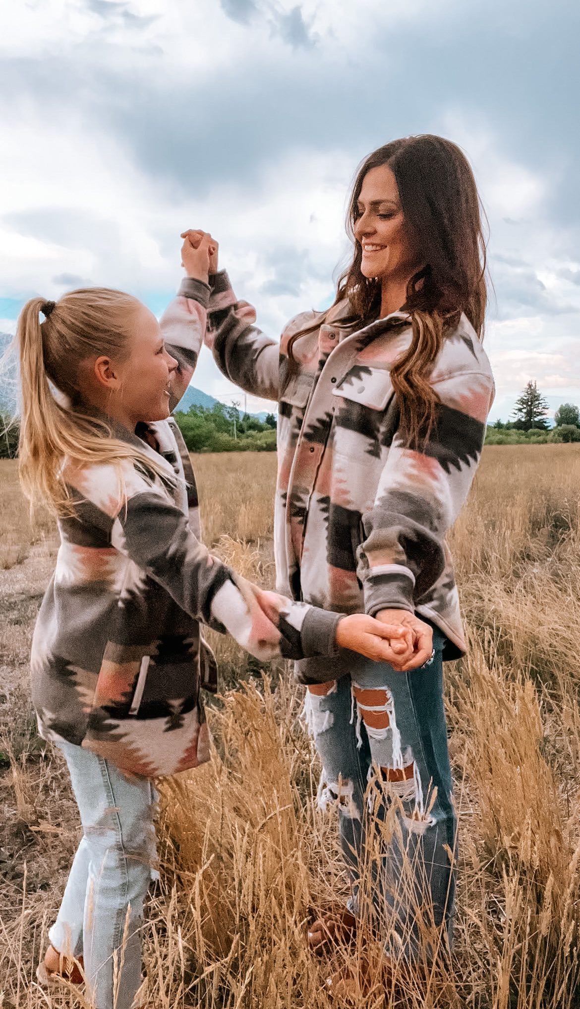 Girls Pink Aztec Shacket
