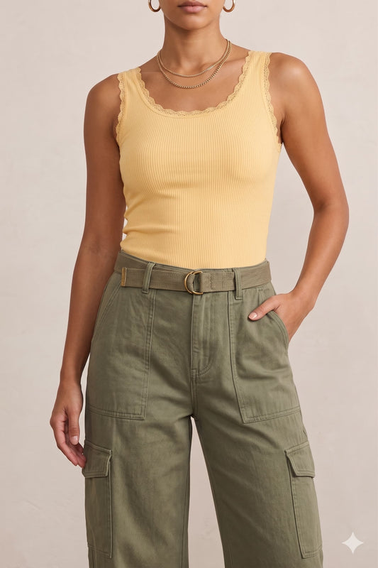 Women's Seamless Ribbed Lace Trimmed Brami