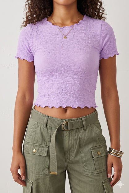 Women's Seamless Jacquard Short Sleeve