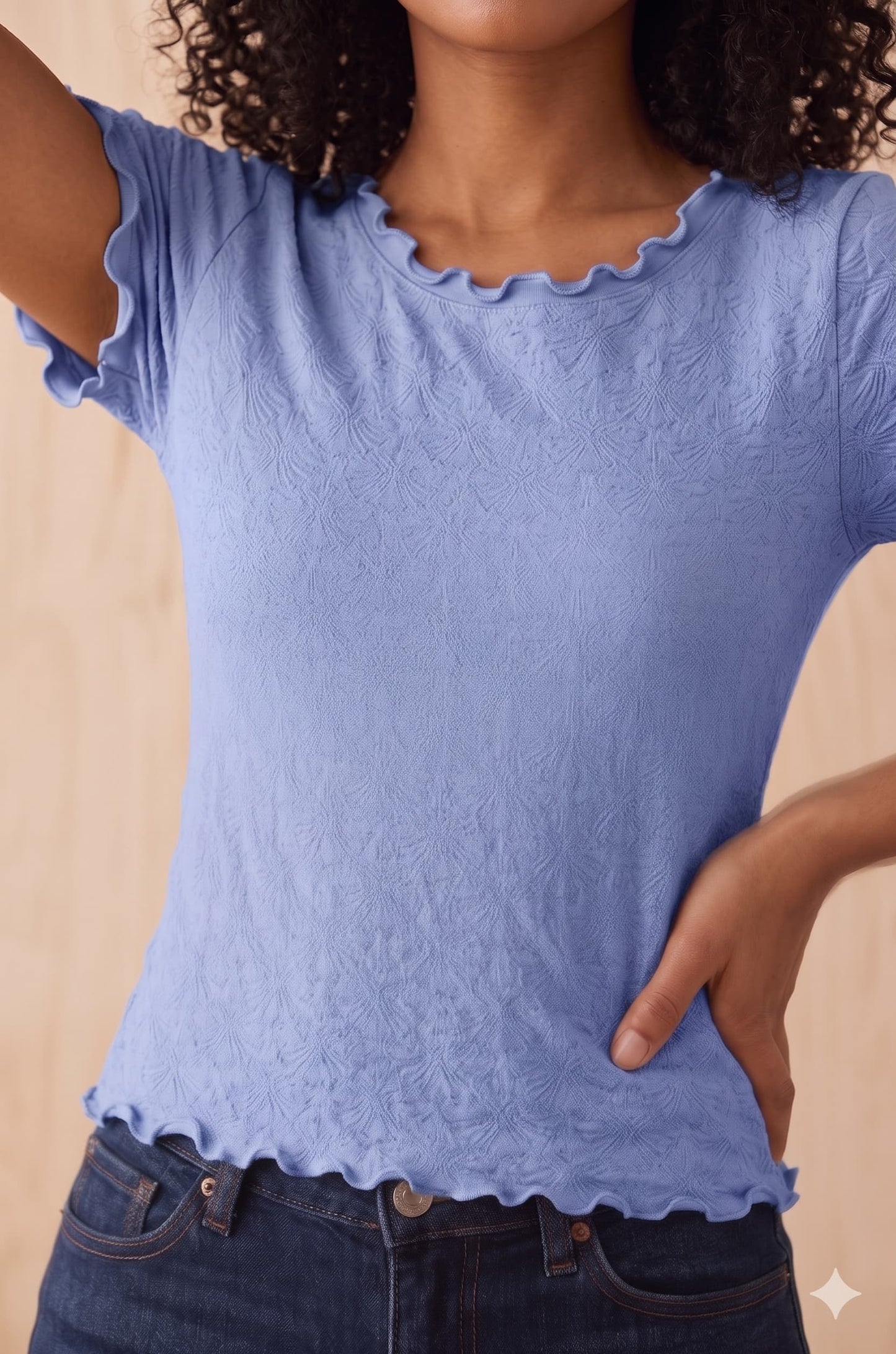 Women's Seamless Jacquard Short Sleeve