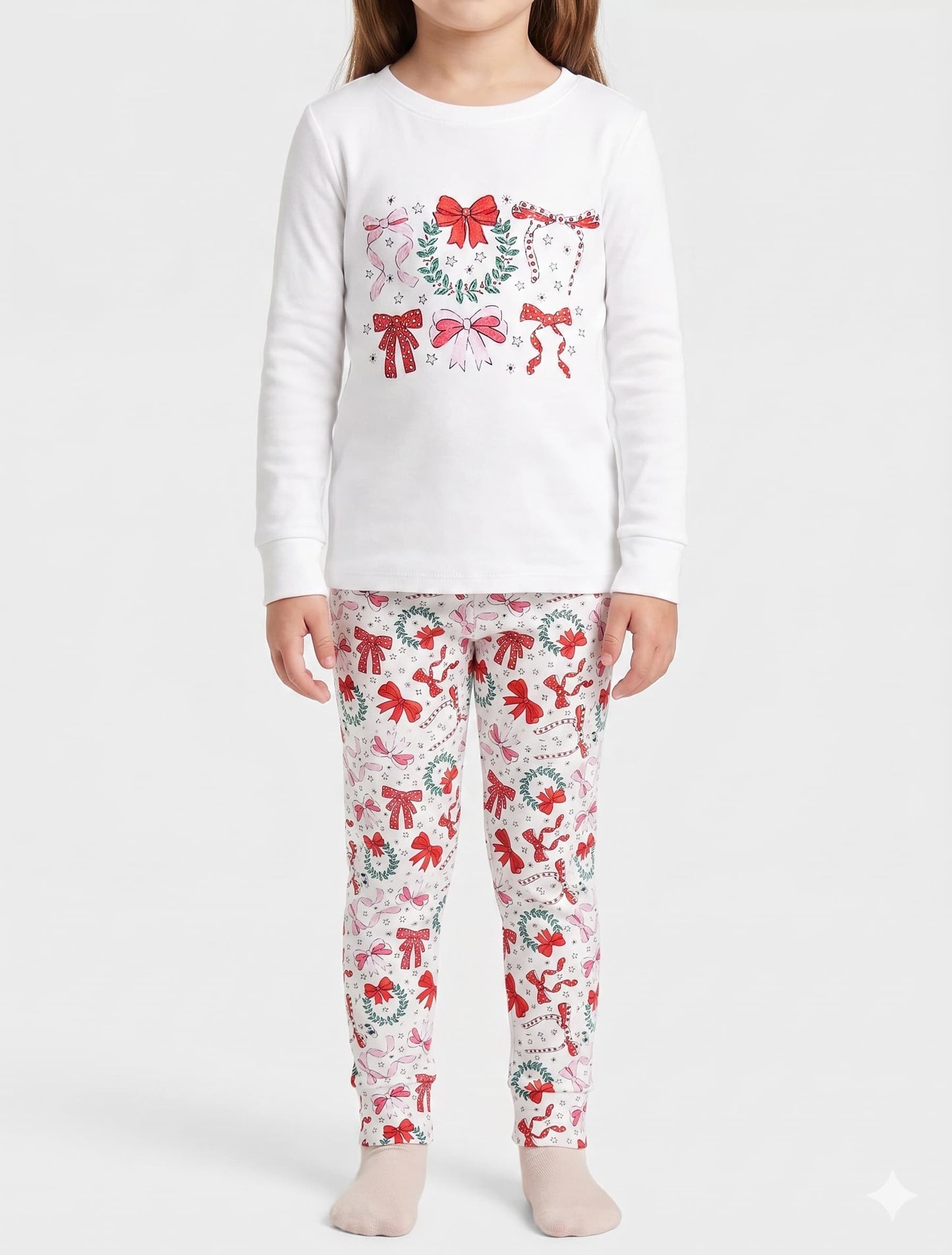 Kids Hacci White/Red Bows Lounge Set