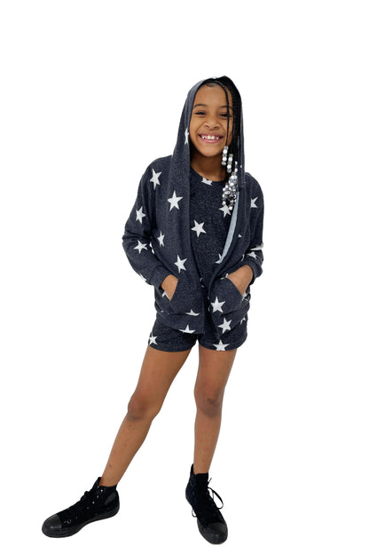Lounge Set Hoodie and Short Solid Black image 8